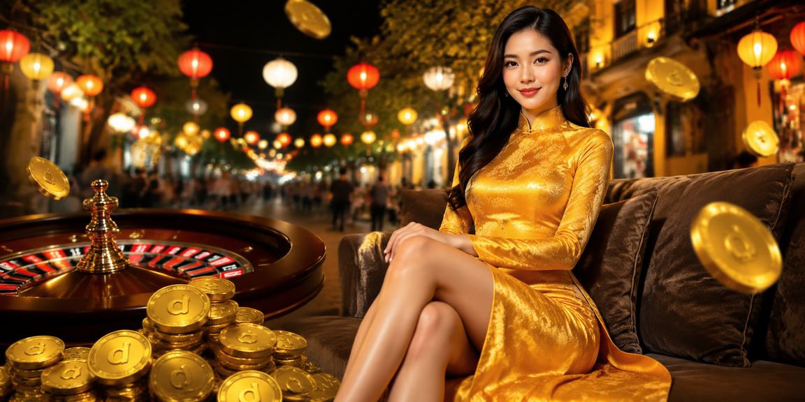 Bàn Roulette sang trọng tại Hà Nội với người chơi mặc áo dài truyền thống Việt Nam