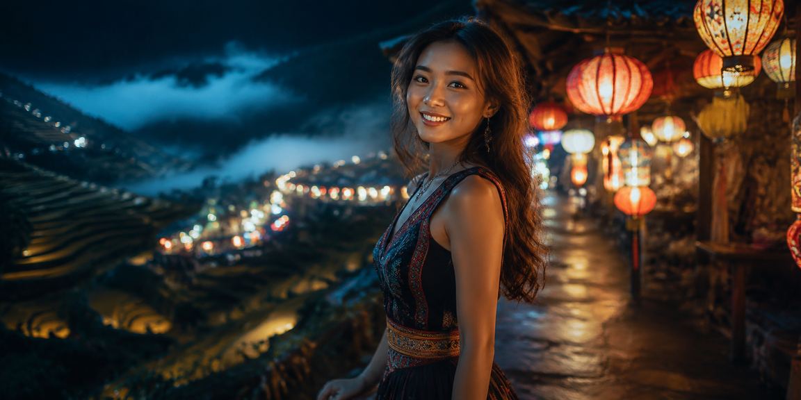Không khí chợ đêm Sapa với màn hình casino betting sáng rực trong đêm hội